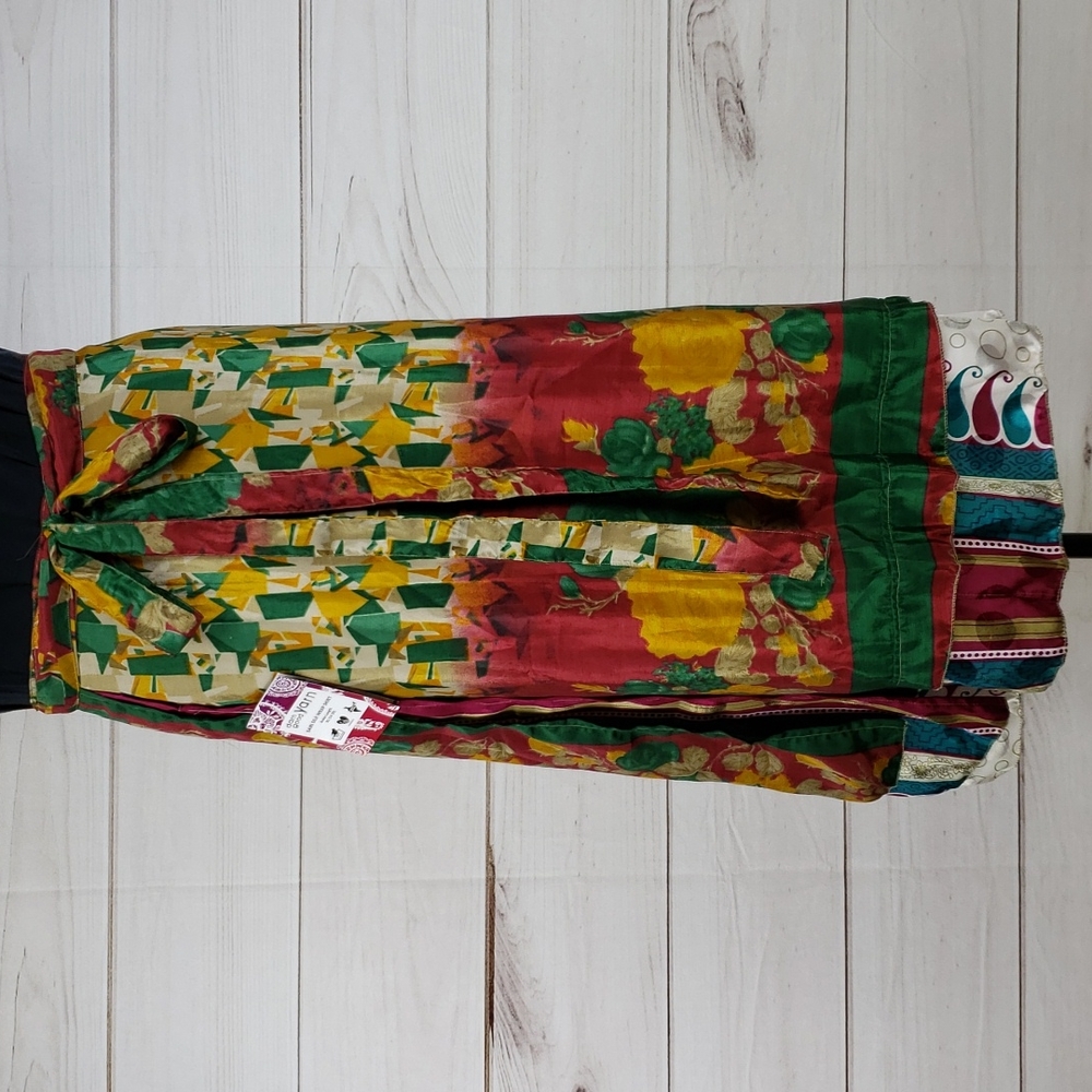 Darn Good Yarn Sari Silk Wrap Skirt Ankle XL/Plus